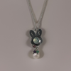 Bunny Rabbit Multi Gemstone Silver Pendant Necklace