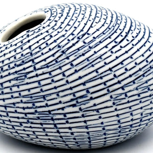 Blue Stripe Pebble Vase