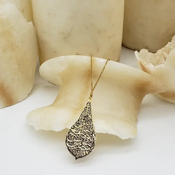 Calligraphy Leaf Pendant