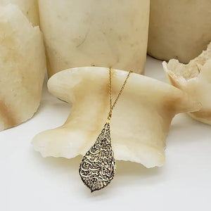 Calligraphy Leaf Pendant
