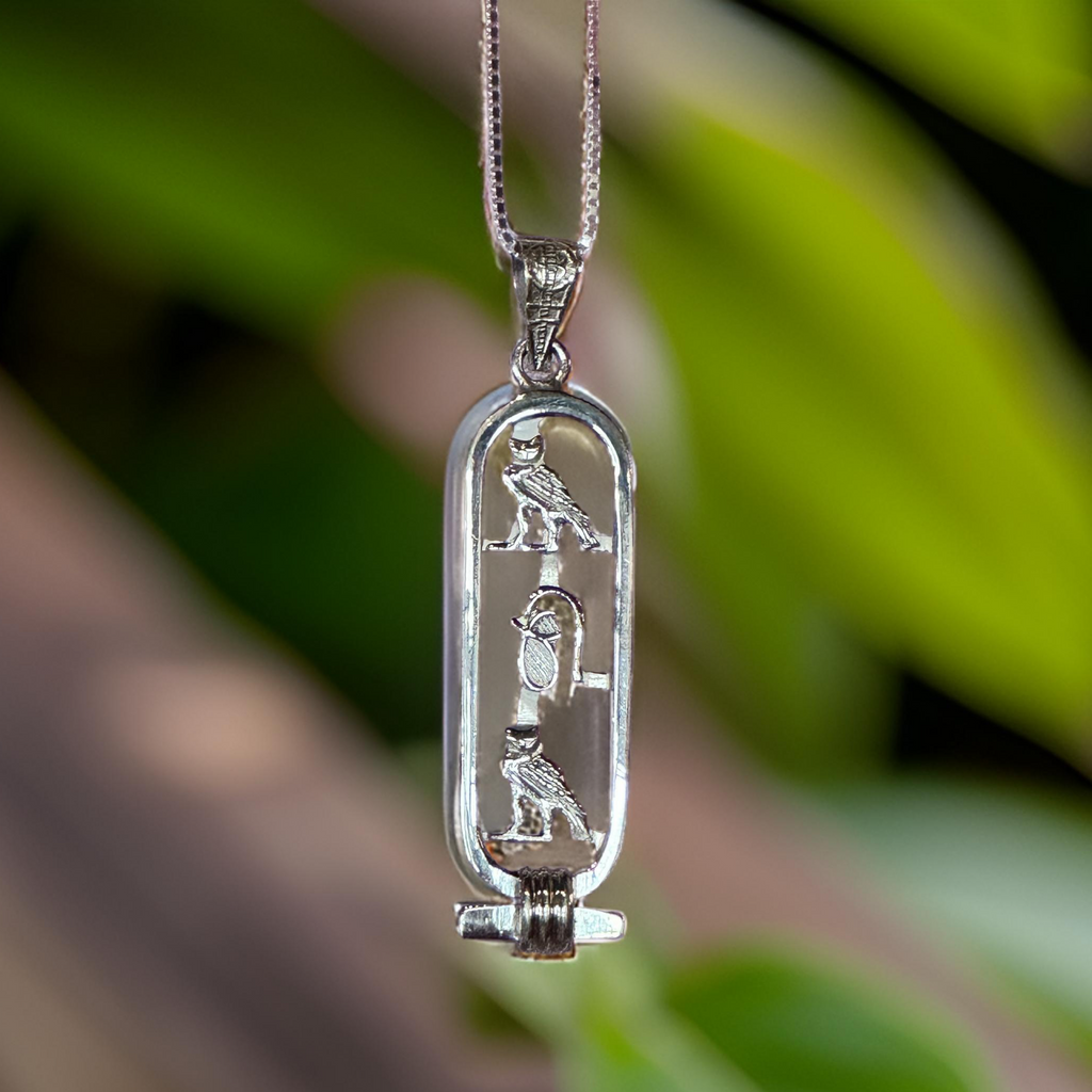 Mom Silver Cartouche Necklace