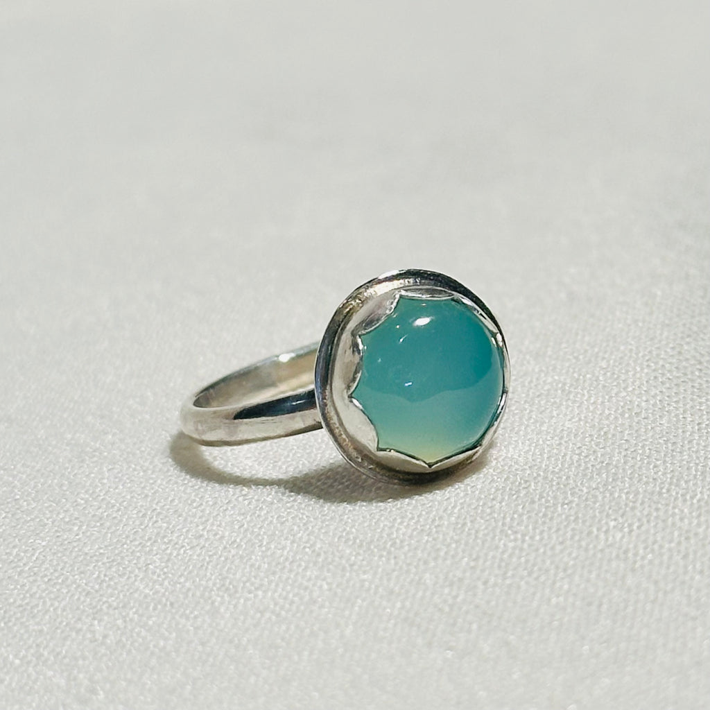 Aqua Chalcedony Sterling Silver Ring, Size, 7.5