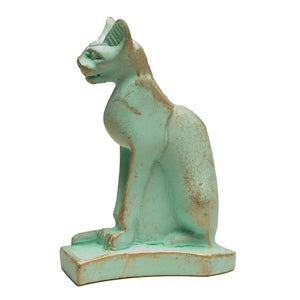 Small Egyptian Bastet Cat Verdigris Green