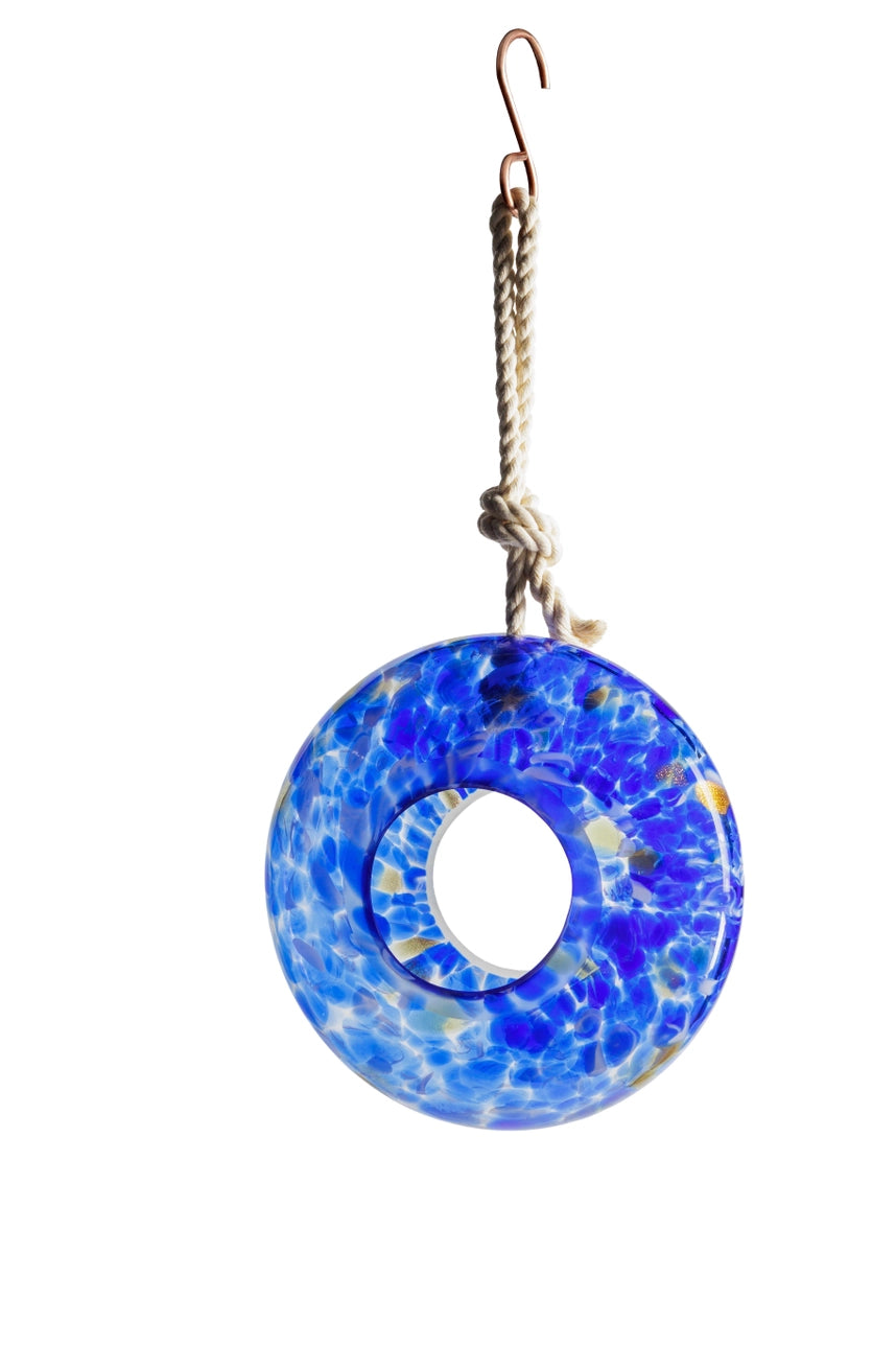 Art Glass Bird Feeder Blue