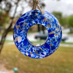 Art Glass Bird Feeder Blue