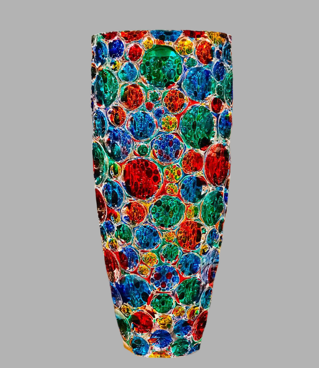 Colorful Hand Painted Bubble Glass Vase