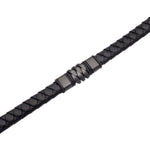 Black Leather & Steel Bracelet