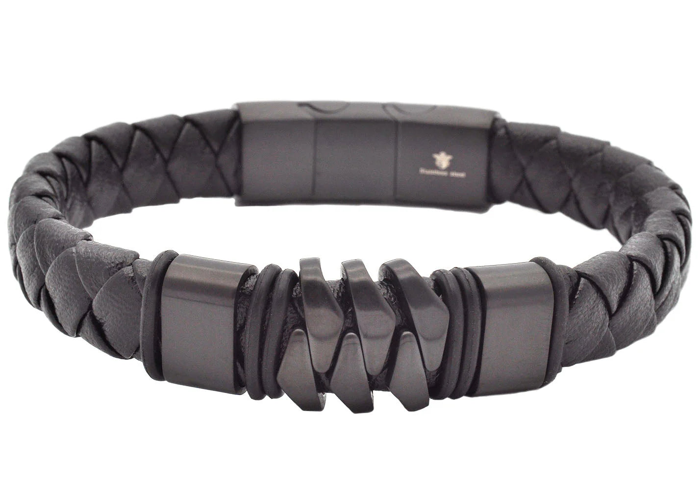 Black Leather & Steel Bracelet