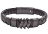 Black Leather & Steel Bracelet