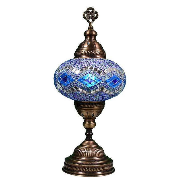 Boho Table Lamp Color Light Blue Wave Mosaic