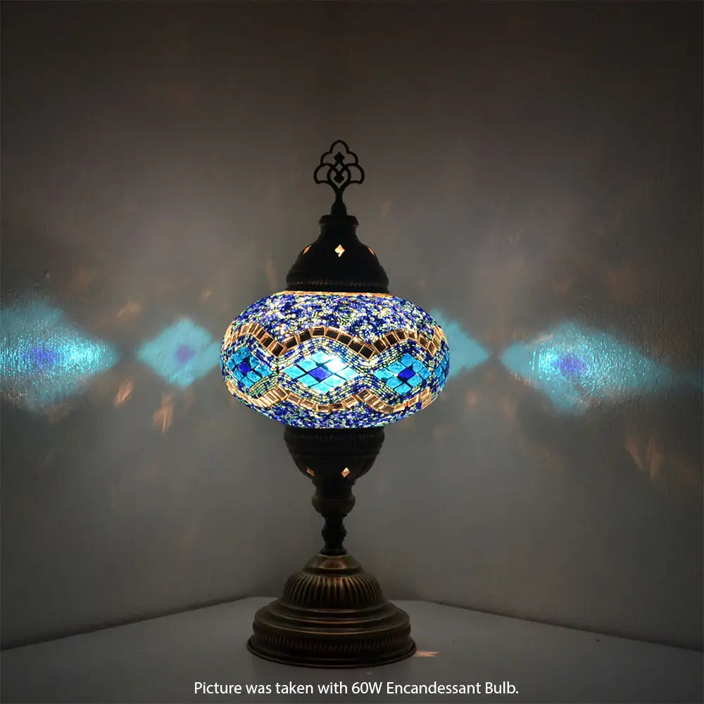 Boho Table Lamp Teal Blue Wave