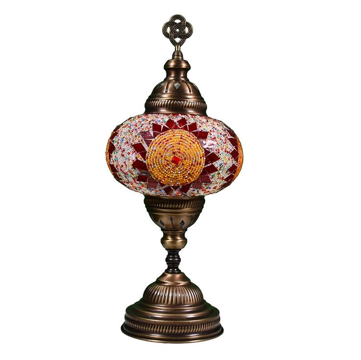 Boho Table Lamp Color Red / Orange Circle Mosaic