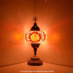 Boho Table Lamp Color Red / Orange Circle Mosaic