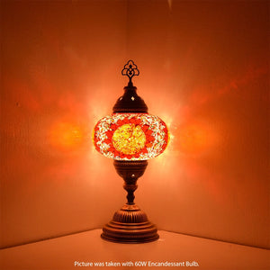 Boho Table Lamp Color Red / Orange Circle Mosaic