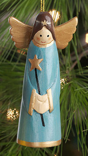 Carved Wood Angel Ornament