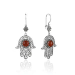 Hamsa Design Carnelian Earrings