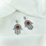 Hamsa Design Carnelian Earrings