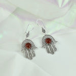 Hamsa Design Carnelian Earrings