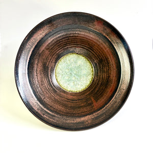 Flaired Glass Accent Stoneware Bowl 10" Ancient Copper
