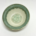 Flaired Glass Accent Stoneware Bowl 7" Fern Green