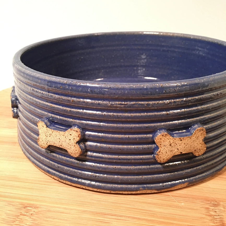 Stoneware Pet Bowl Medium Bones Design