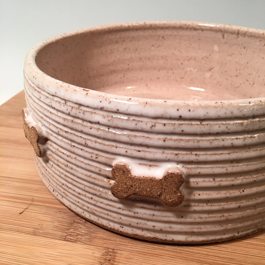 Stoneware Pet Bowl Medium Bones Design