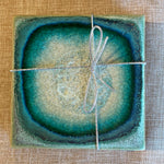 Stoneware Glass Accent Coaster Set of Two
