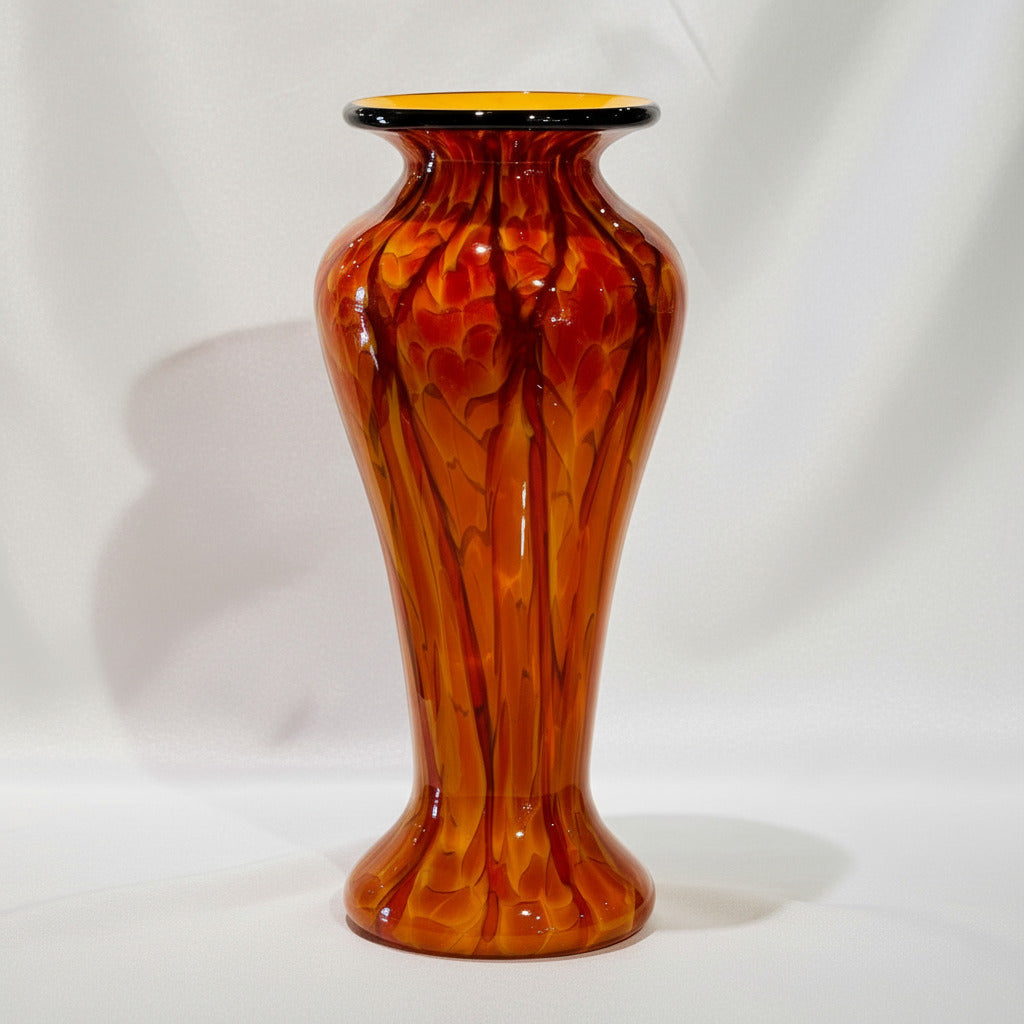 Art Glass Vase - Slender Lady Yellow/Ruby 9 3/4"