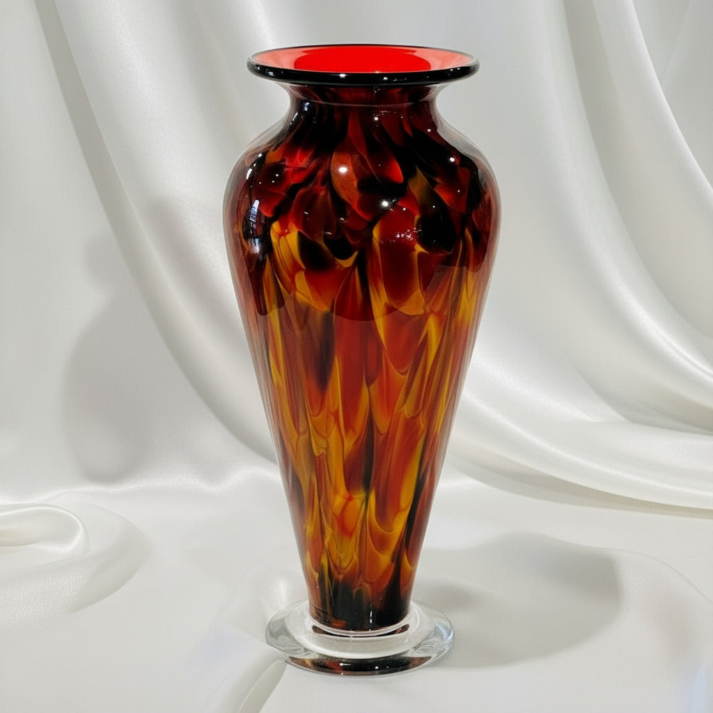 Art Glass Vase - Standard Cauldron Red 10"