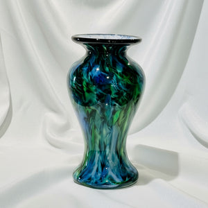 Art Glass Vase - Slender Lady Small Teal Frit 6 1/2"