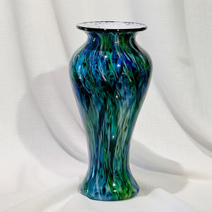 Art Glass Vase - Slender Lady Teal Frit 9 1/2"