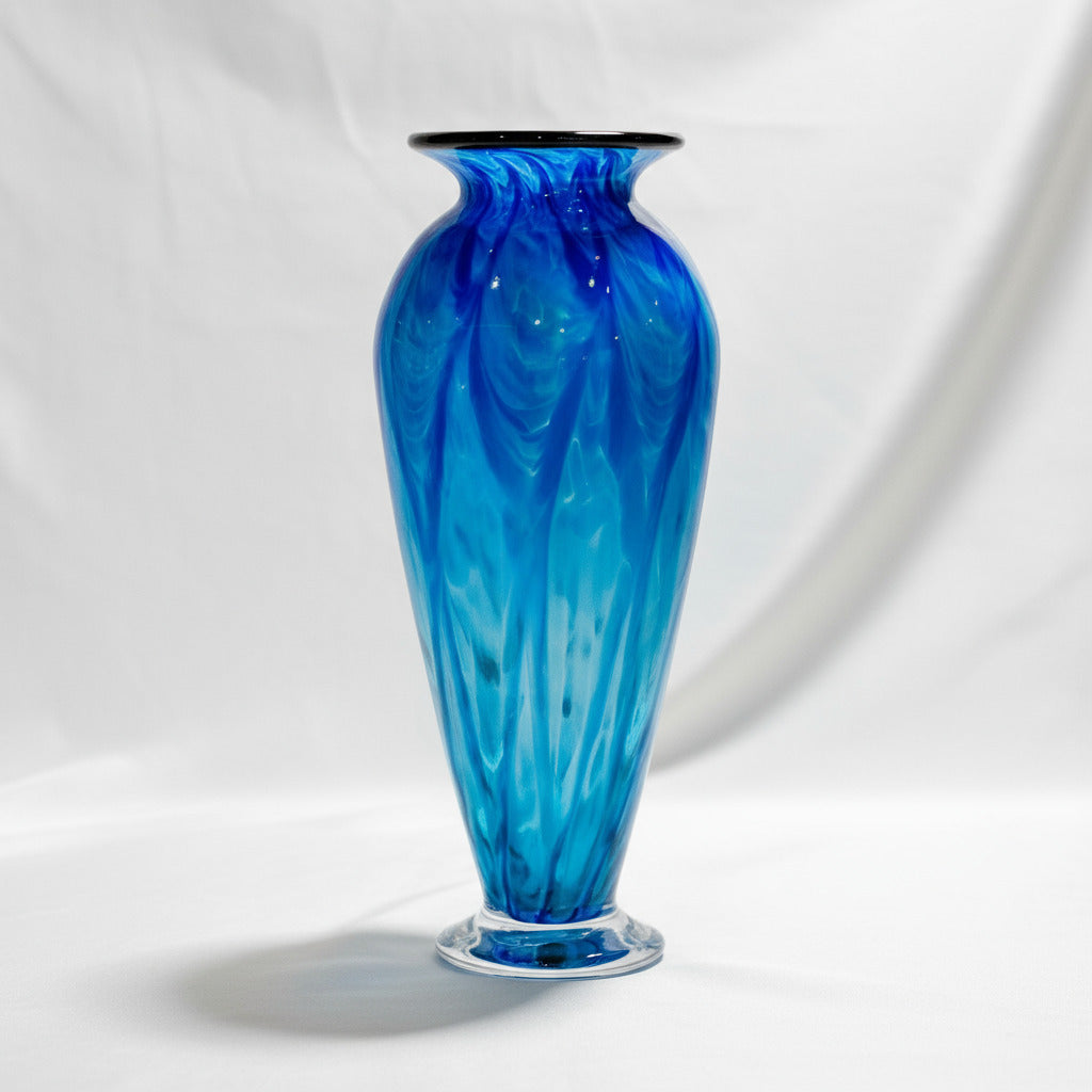 Art Glass Vase - XL Vase Green/Blue 13.75"