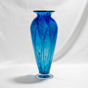 Art Glass Vase - XL Vase Green/Blue 13.75"