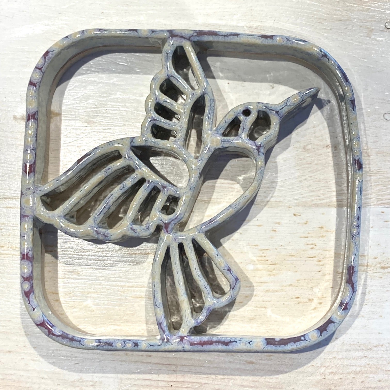 Hummingbird Stoneware Trivet