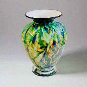 Art Glass Vase - Teal Earth Tone 10"