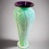 Art Glass Vase - Purple Nile / Turquoise Feathered 14"