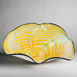 Art Glass Wave Bowl Blue-Green / Topaz-Purple 14"