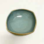 David Voll Stoneware Square Bowl Yellow Ash / Blue