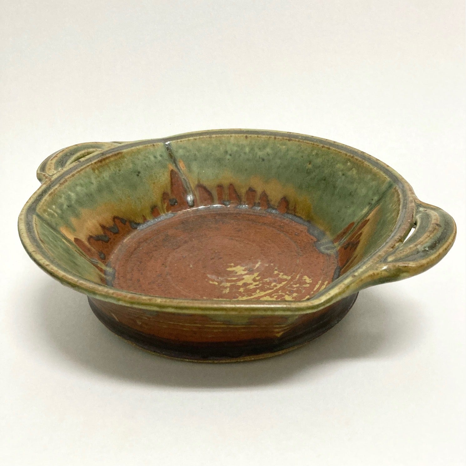 David Voll Stoneware Large Baker Rust/Green