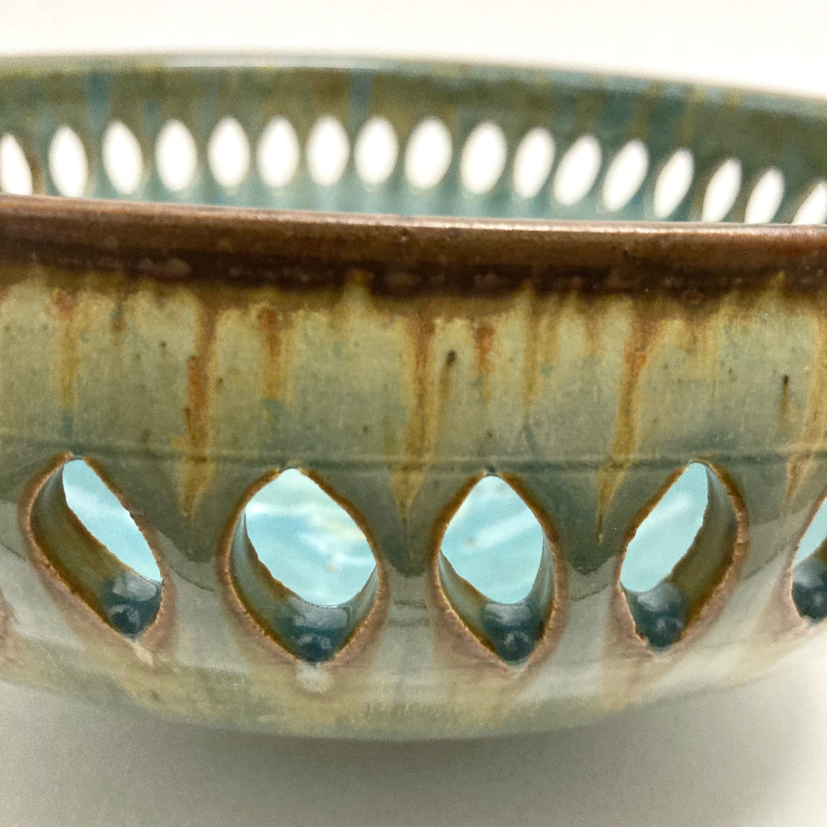 David Voll Stoneware Open Cut Bowl Robin's Egg Blue – Nance Galleries