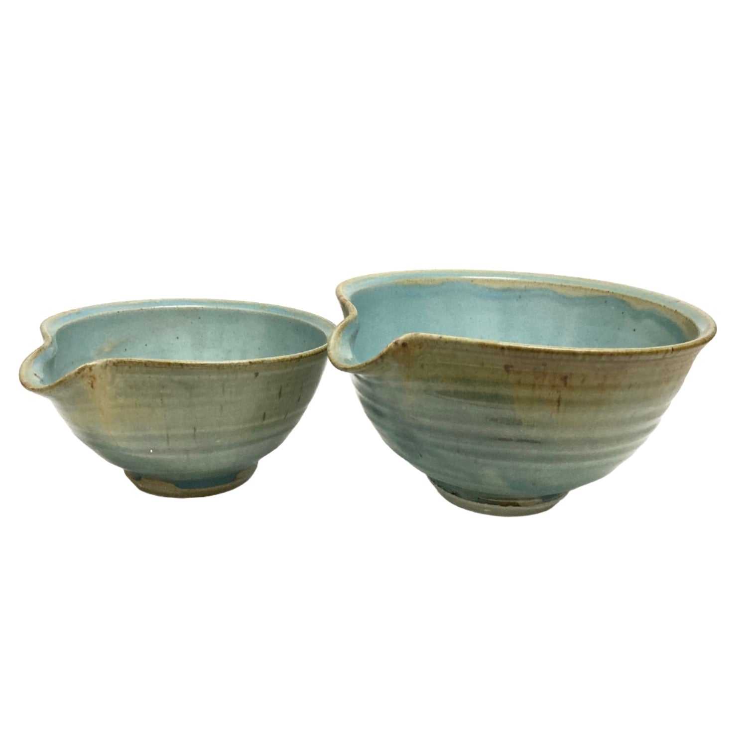 David Voll Stoneware Pouring Bowl set of 2 Robin's Egg Blue