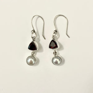Garnet & Pearl Earrings