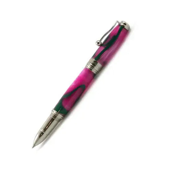 Indigo Roller Ball  Pen Pink wth Green Filet