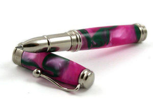 Indigo Roller Ball  Pen Pink wth Green Filet