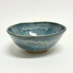 Lopsided Square Glass Accent Stoneware Bowl 8" Blue