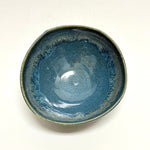 Lopsided Square Glass Accent Stoneware Bowl 8" Blue