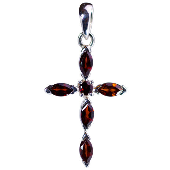 Garnet Cross Pendant