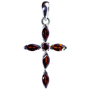 Garnet Cross Pendant