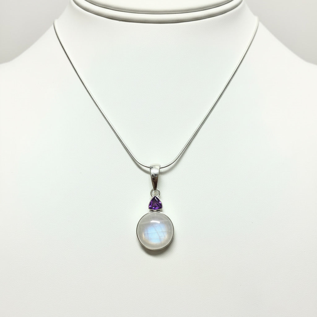 Moonstone Moon Pendant