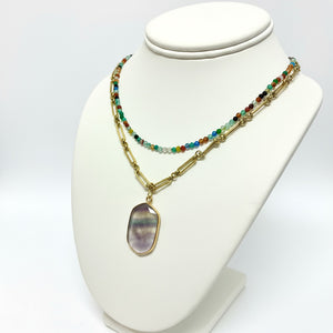 Fluorite Gem Twin Necklace